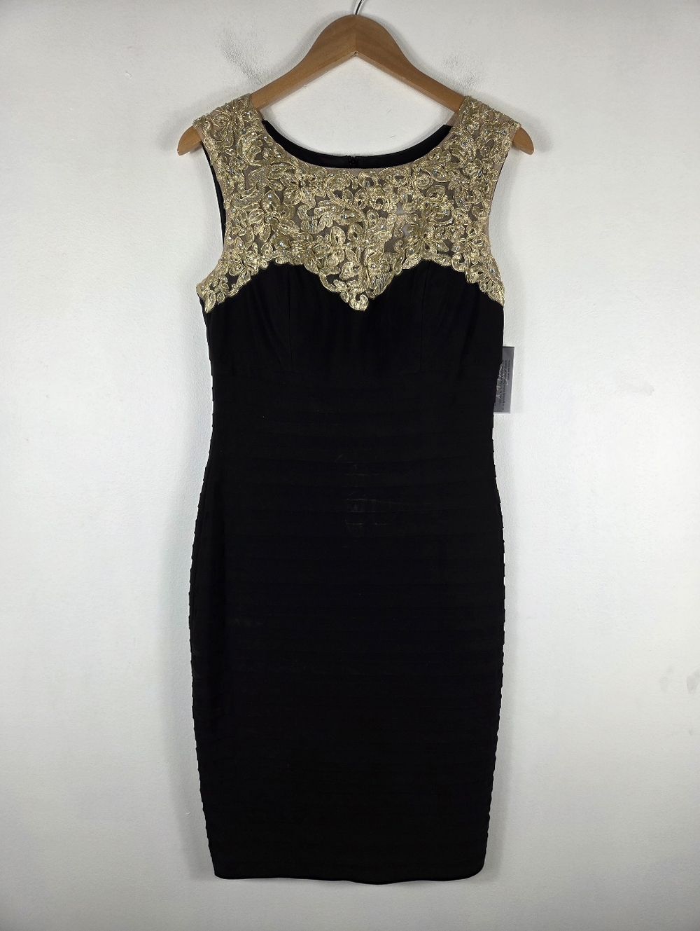 New Alex Evenings Floral Embroidered Mesh Rhinestone Pleated Mini Sheath Dress